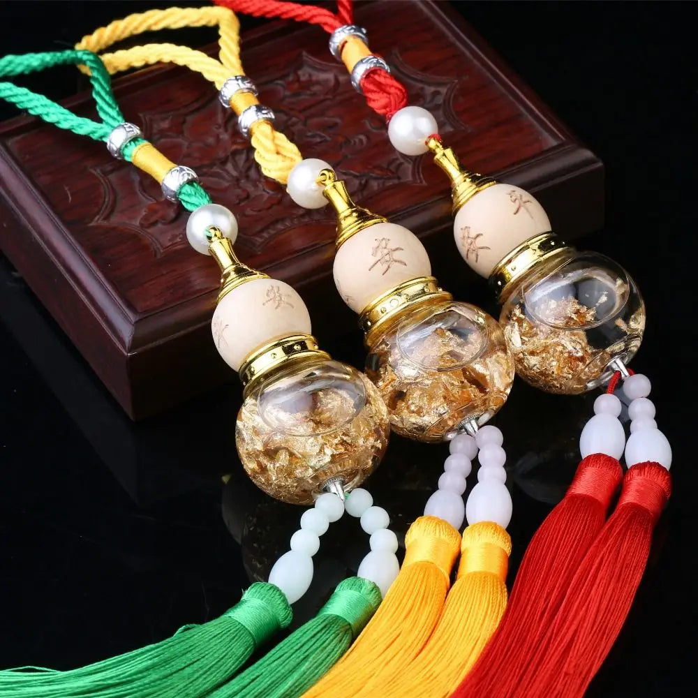 Chinese Glass Bottle Gourd Pendant Gold Foil Bottom Cartoon Double Zpaxo