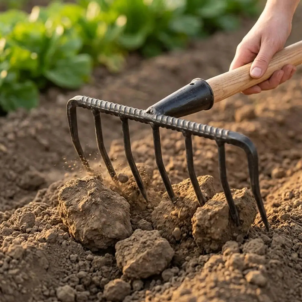 7-Tine Hardened Steel Rake Head | Heavy-Duty Garden Tilling Tool Garden Rake Head Zpaxo