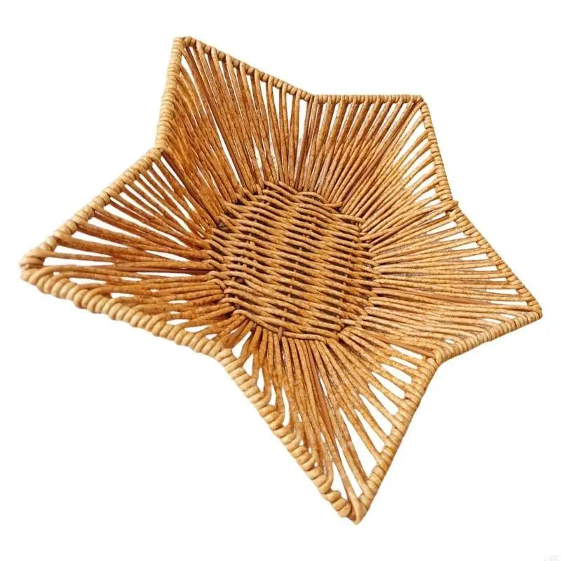 Woven Imitation Rattan Snacks Organiser Star Shaped Fruit Basket for Home Use Zpaxo