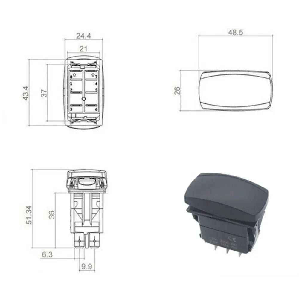 15A 24V Boat Switch LED Indicator Excellent Conduction Headlight ABS Zpaxo