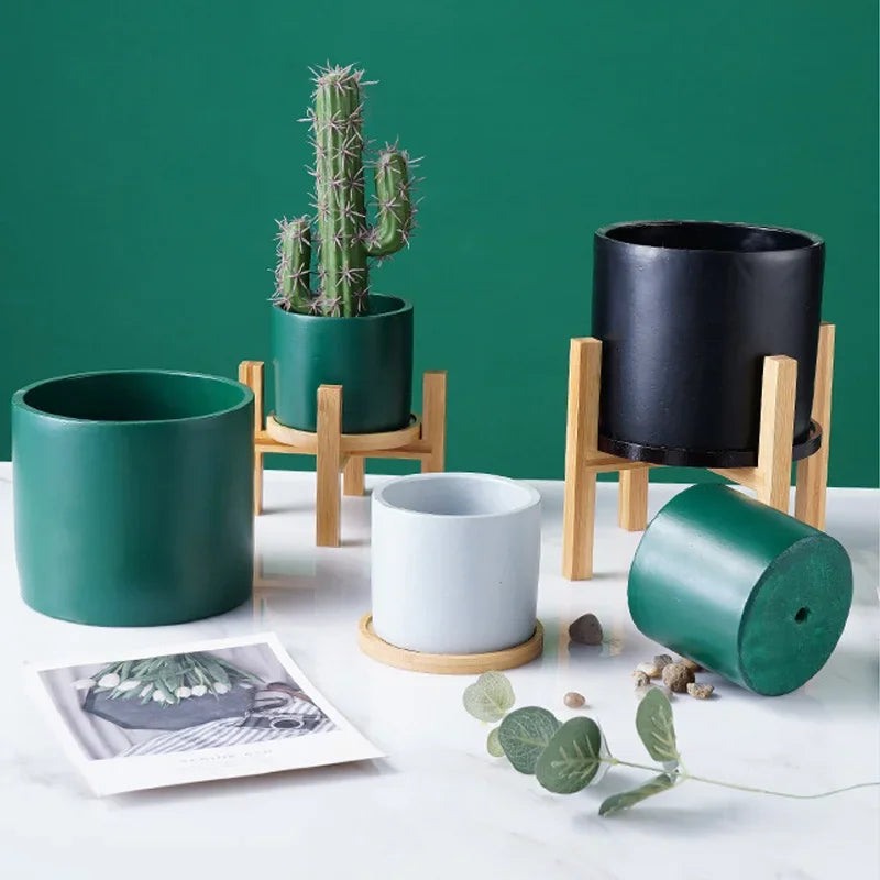 Small Durable Wood Planter Pot Trays Flower Pot Rack Strong Free Standing Bonsai Holder Home Garden Indoor Display Plant Stand Zpaxo