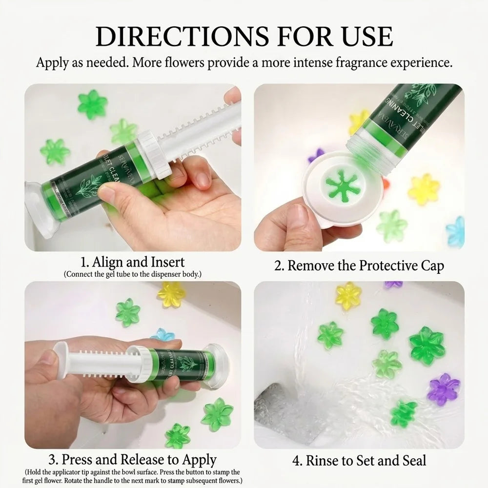 SERVAVEXA 5Pcs Toilet Cleaning Gel Kit Aromatic Flower Needle Stamp Cleaner Deodorizer Removes Stains & Limescale Fresh Scent Zpaxo
