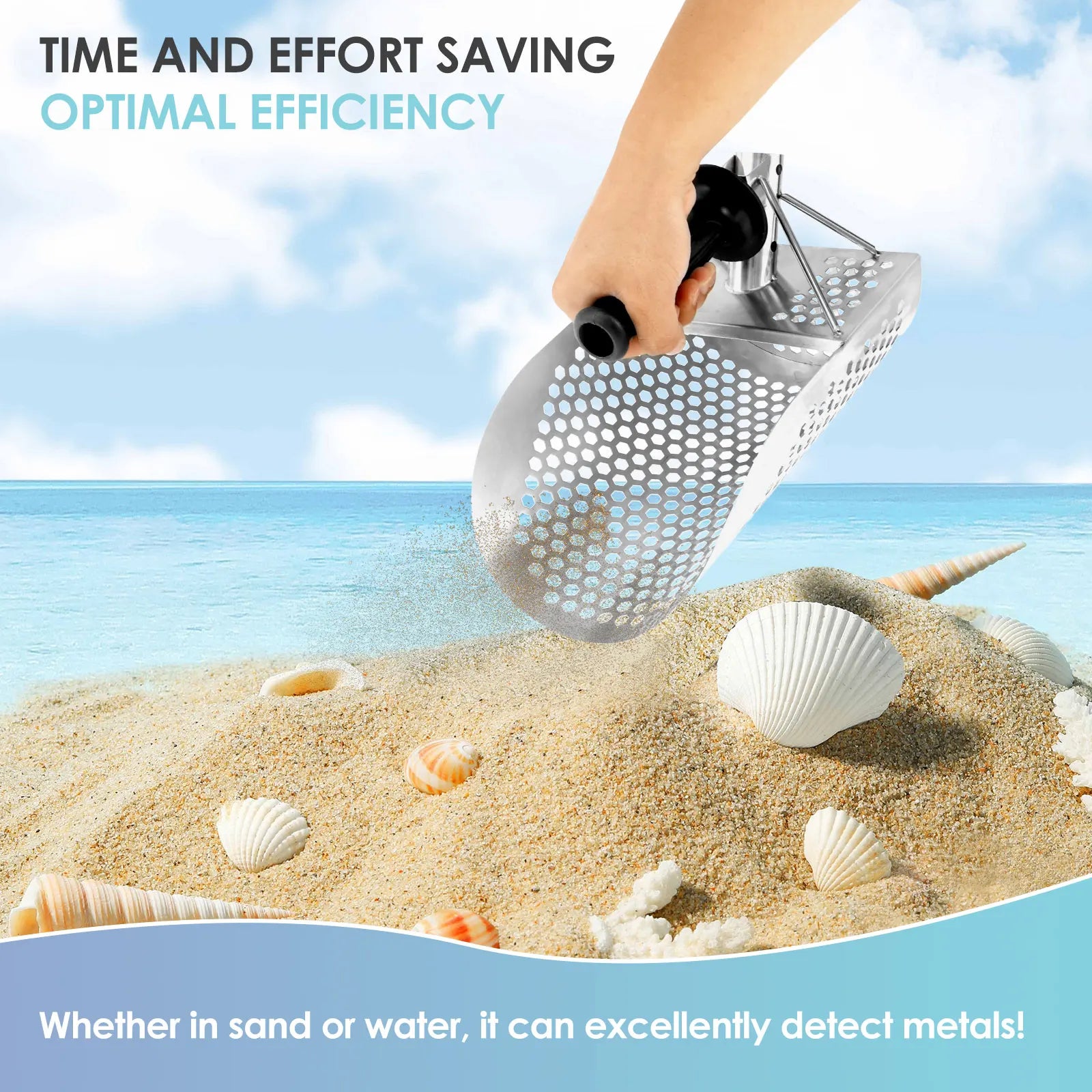 Heavy Duty Metal Detecting Shovel 304 Stainless Steel with Removable 140cm Length Handle Rustproof for Beach Treasure Hunting Zpaxo