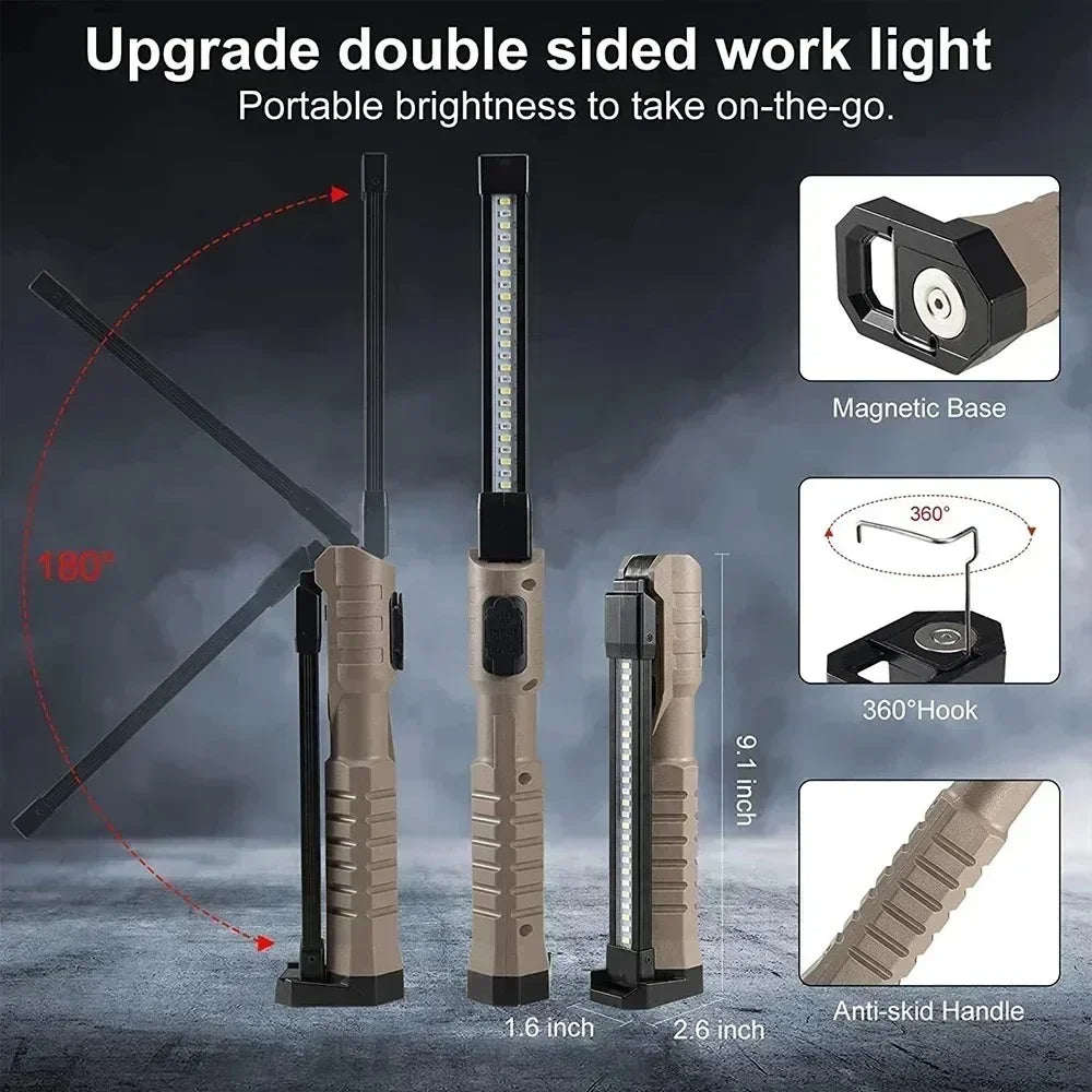 COB LED Work Light Flashlight – 7 Modes, Magnetic, USB Rechargeable