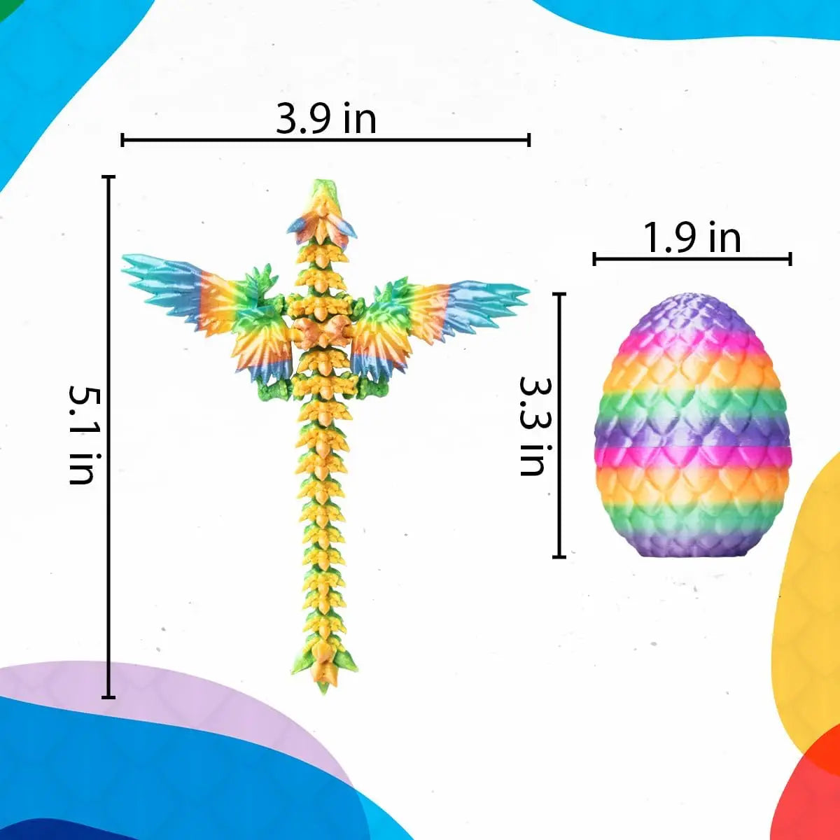 3D Printed Dragon Egg Articulated Crystal Fidget Wings Mystery Easter