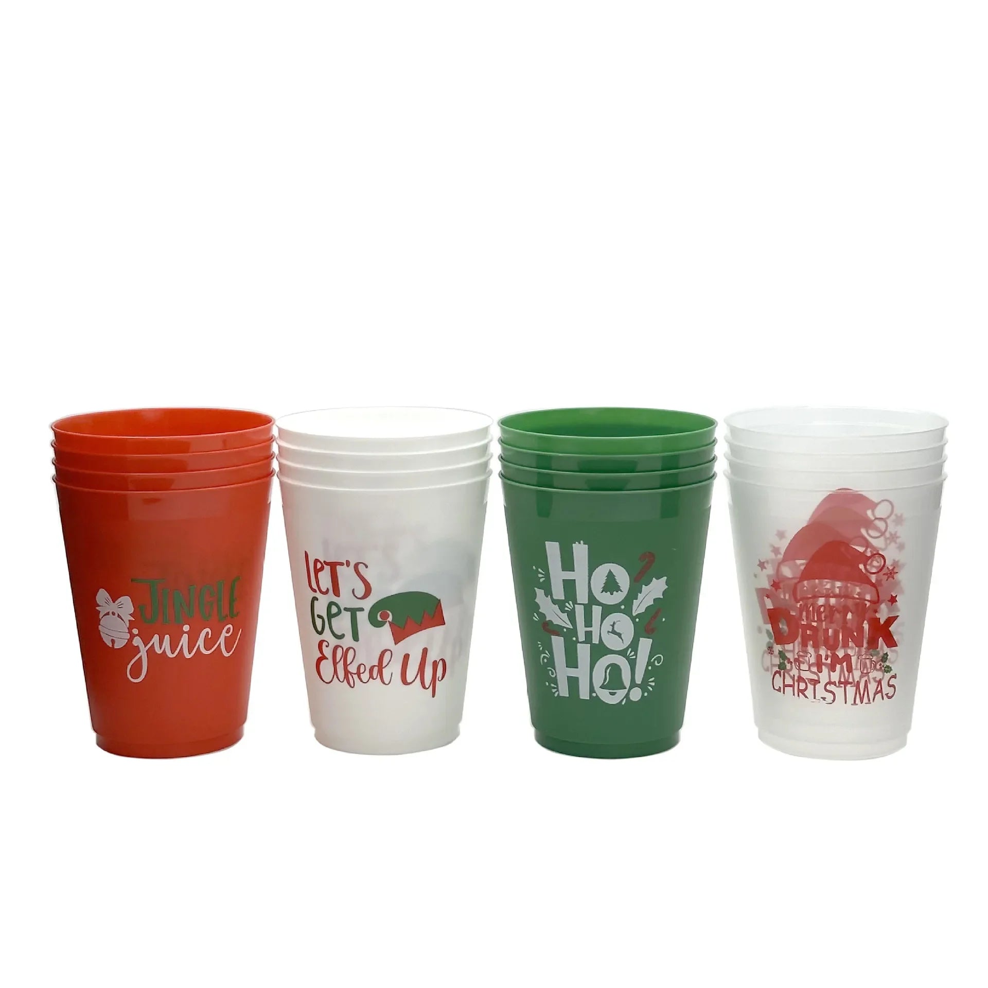 Hot 12-20PCS Unique Letter Design Plastic Christmas Cup, 16 Ounce Reusable Cup for Home Holiday Party Decoration Zpaxo as show 12pcs