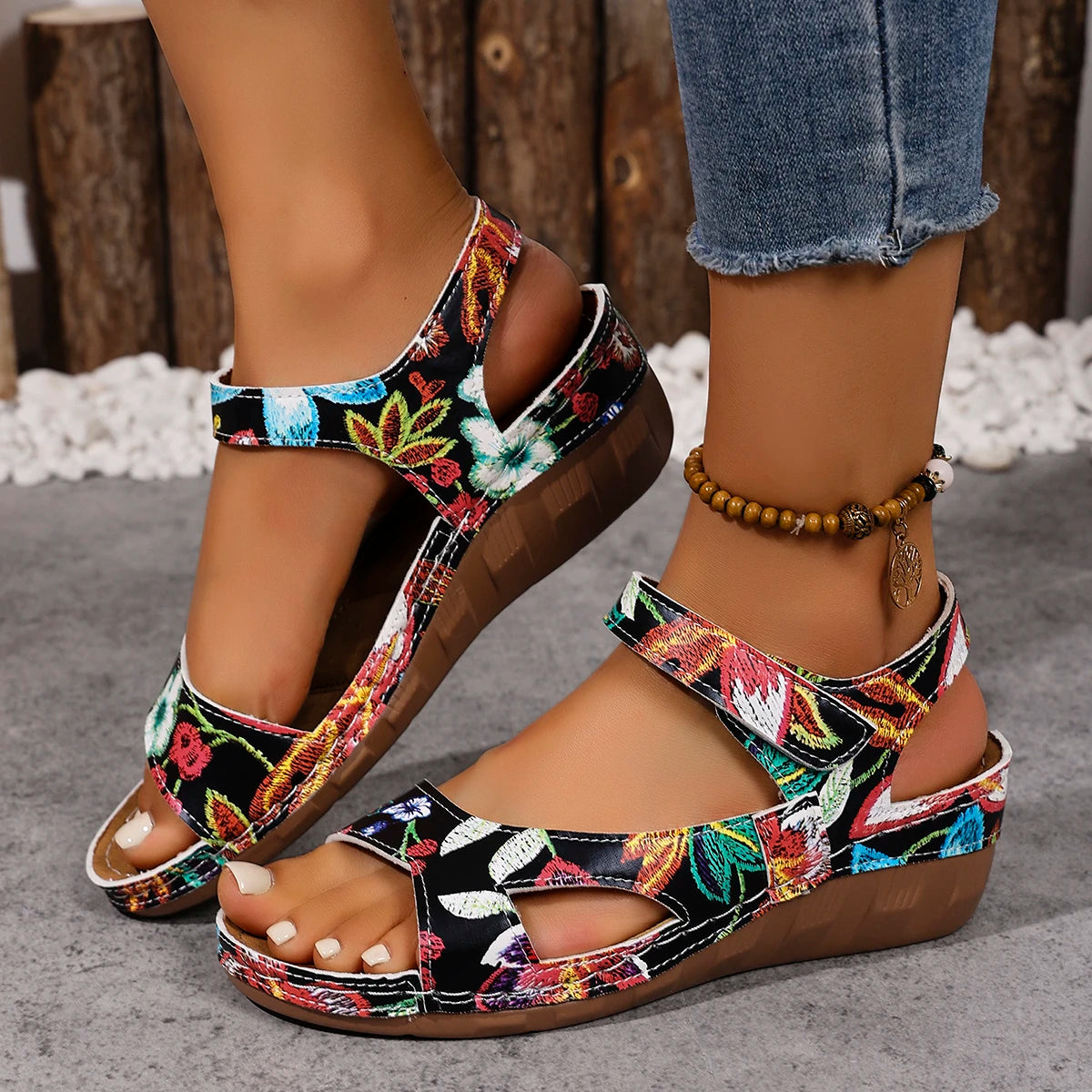 Women Sandals 2025 New Summer Anti-slip Outdoor Casual Wedges Sandals Footwear Summer Designer Shoes Women Sandalias De Mujer Zpaxo