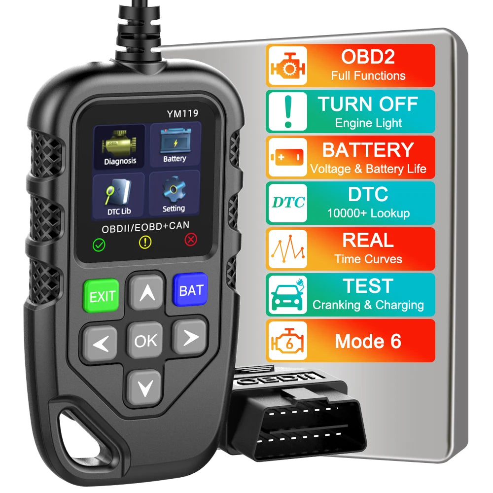 YM119 Car Auto Diagnostic Tool OBD2 Code Reader OBDII Scanner Work