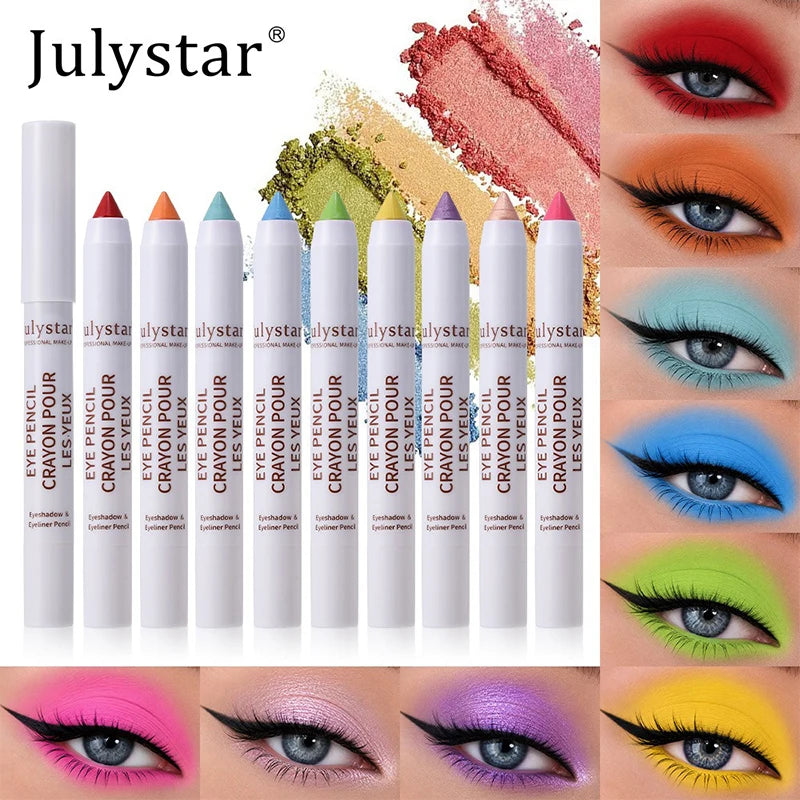 17 Colors Pearly Matte Eyeshadow Stick Crayon Makeup Smudge-Proof & Waterproof High Pigmented Shimmer Eyeshadow Eyeliner Pencil Zpaxo