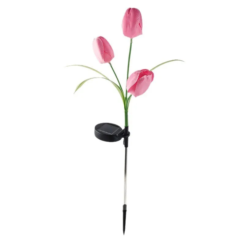 Solar Powered 3 Head Tulip Flower Simulation Light LED Garden Zpaxo