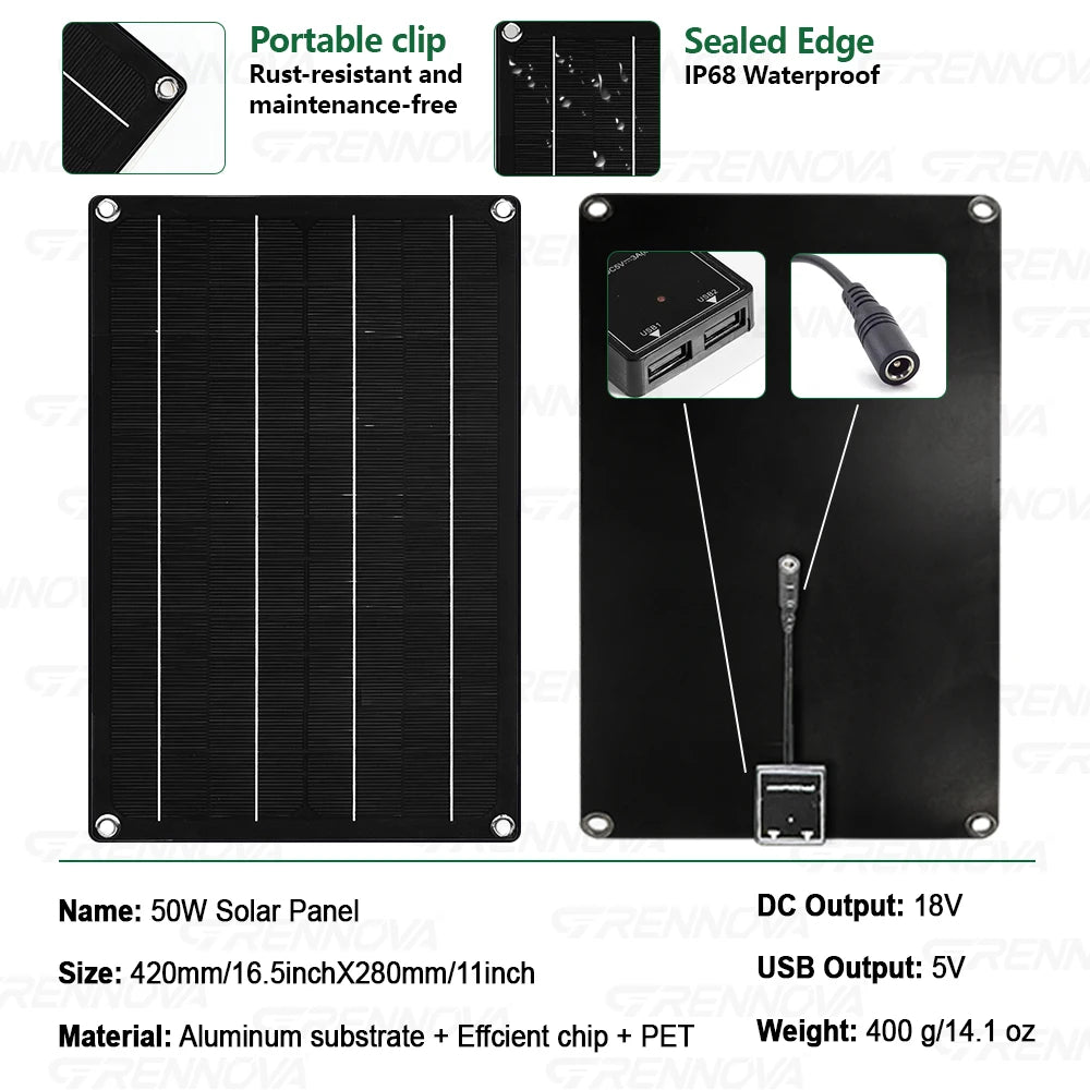 Portable Solar Generator System Complete Kit with 50W Panel 60A Controller 2600W Peak Pure Sine Wave Inverter DC12V To 110V 220V Zpaxo