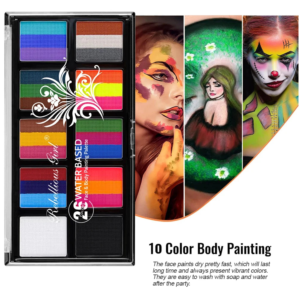 10 Face Makeup Palette Body Painting Vibrant Long-lasting Colors Zpaxo