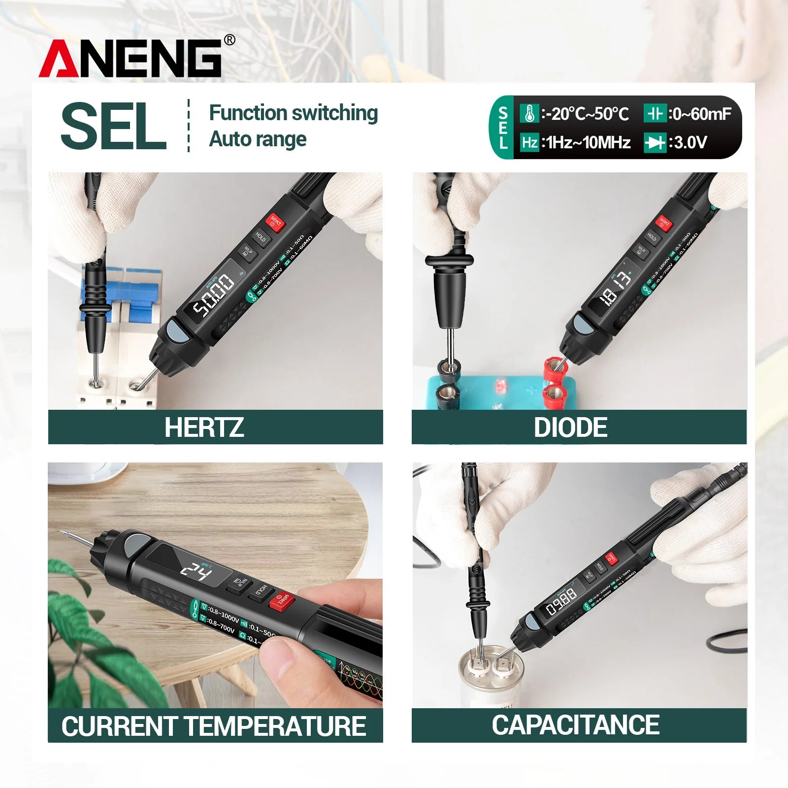ANENG A3008 Non Contact Voltage Detection Precision Auto Off Current