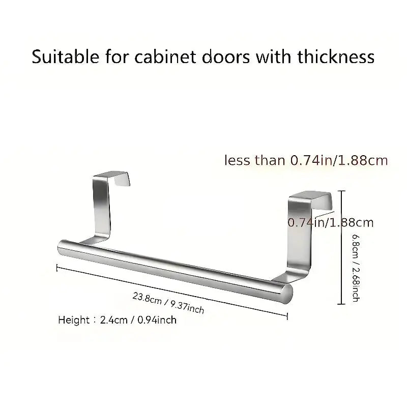 1Pcs Stainless Steel Extendable Over Door Towel Rack Organizer For Bathroom Kitchen Cabinet Adjustable Hanging Storage Bar Zpaxo Non scalable Silver