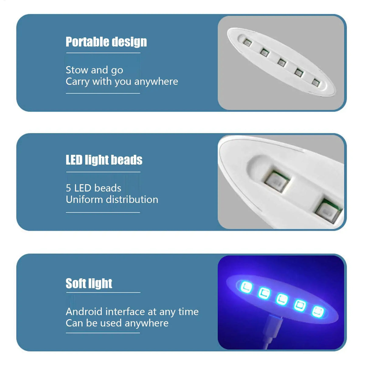 LED UV Lamp Beads Fast Curing LED UV Light Lamp Beads Manicure Accessories with Type-C Port for Gel Nails Home Salon Use Zpaxo