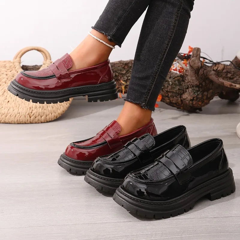 Women's Thick Soled Single Shoes Comfortable Fashion Casual Mid Heels Zpaxo