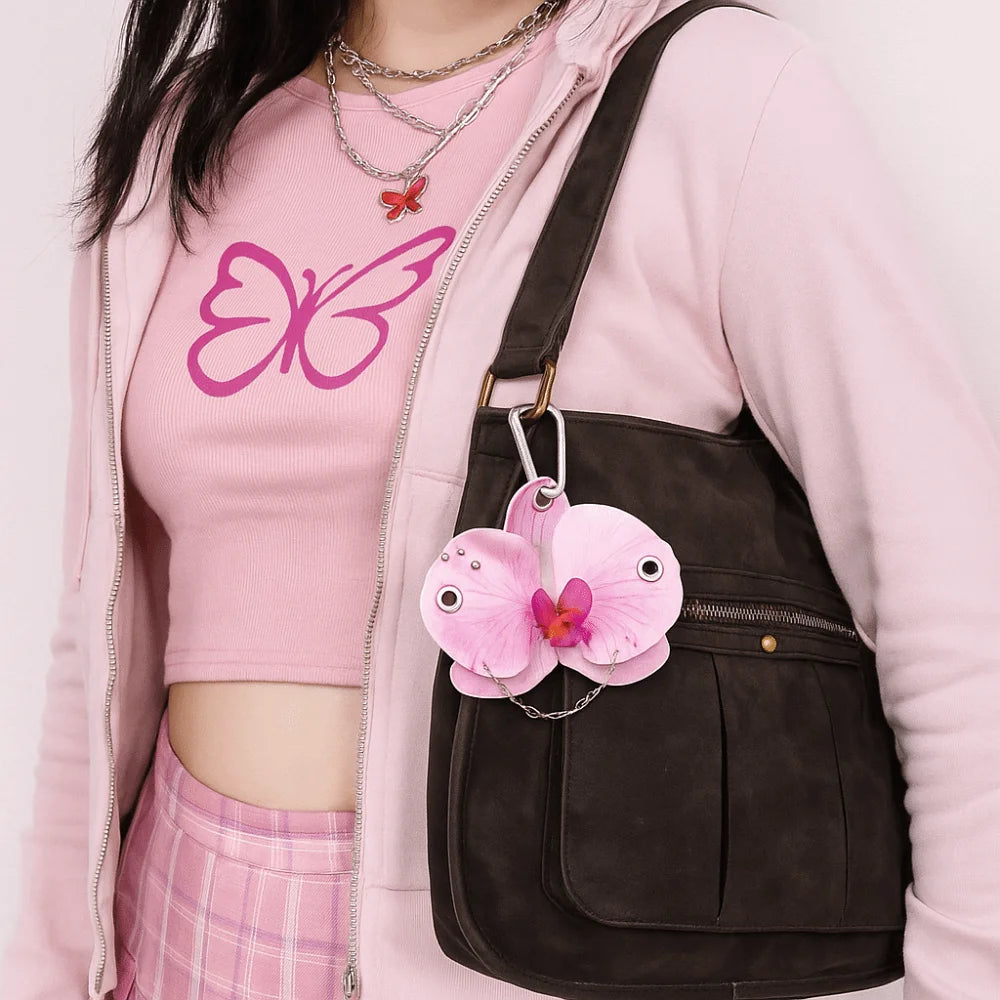 Phone Charms Phalaenopsis Orchid Keychain Rivet Elegant Imitation Flower Pendant Fashion Decoration Bag Pendant Women Girls Zpaxo