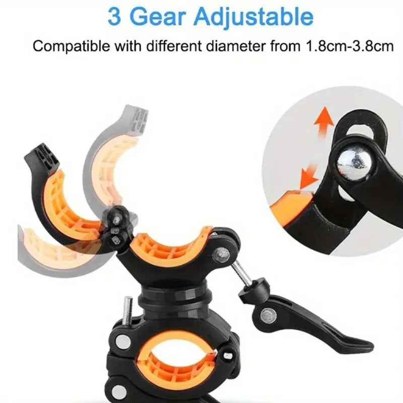 Upgraded Bicycle Holder 360 Rotation 3-Setting Flashlight Mini Pump