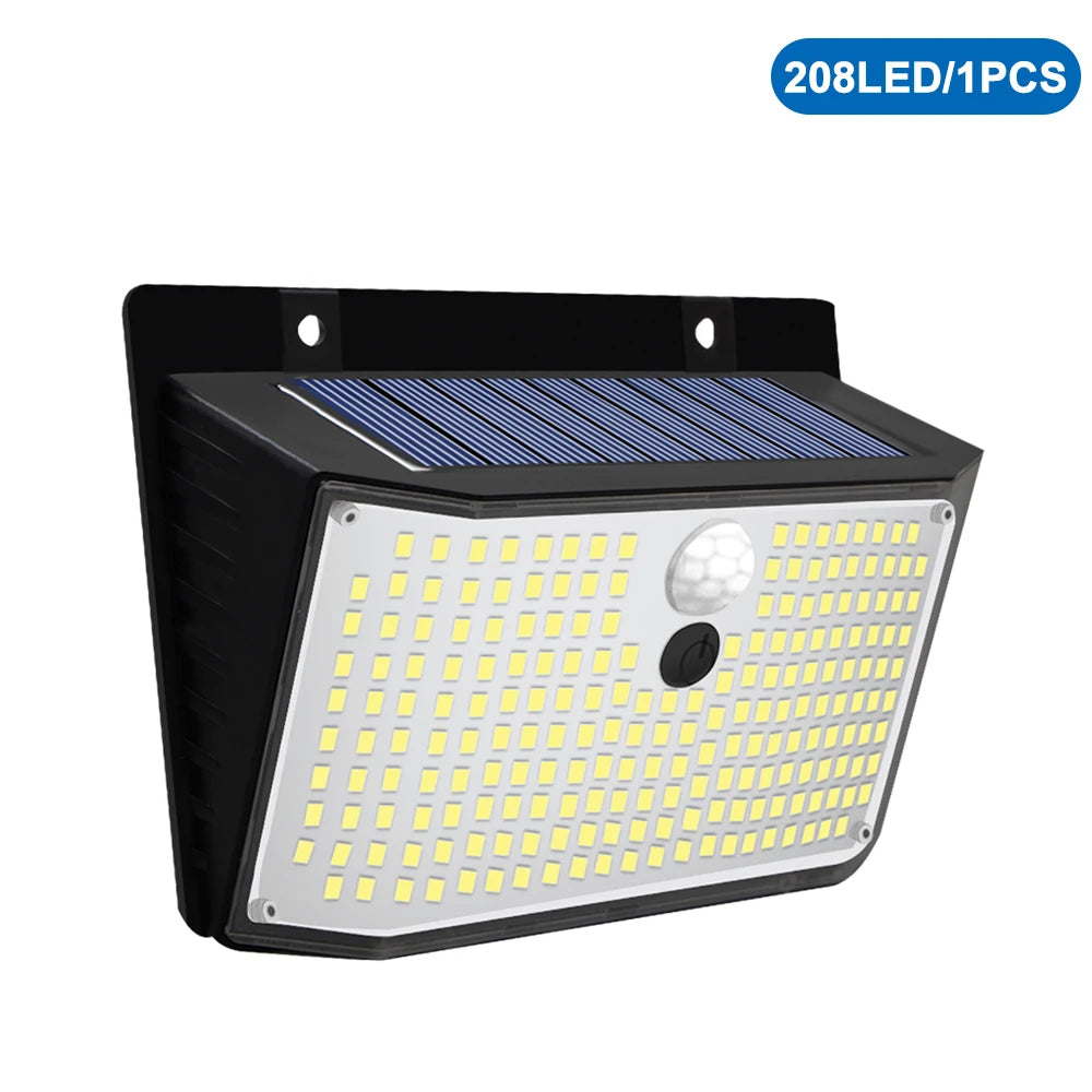 Outdoor Solar Light 468/208/138 LED Outdoor Solar Light LED Solar Security Lights Garden Waterproof 3 Modes Wall Lamp Fence Yard Zpaxo 208 LEDS