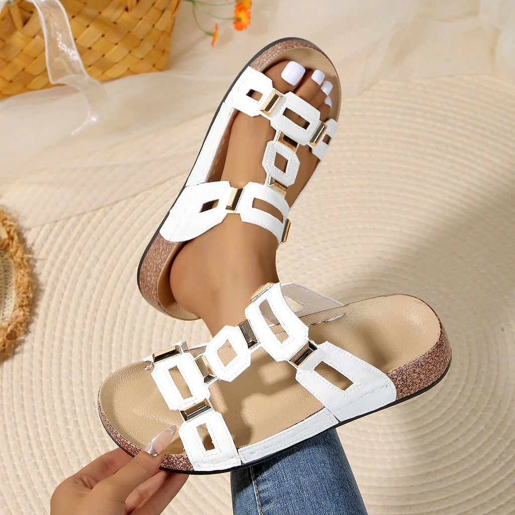 2025 Women Slippers Open-toe Casual Fashion Thick-soled Large-size Zpaxo