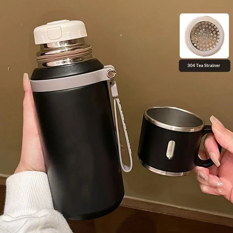 Thermos Cup Female High-value Appearance Water Cup New Style 316 Stainless Steel Male Middle School Students Special Tea Cup Zpaxo Black 600ml