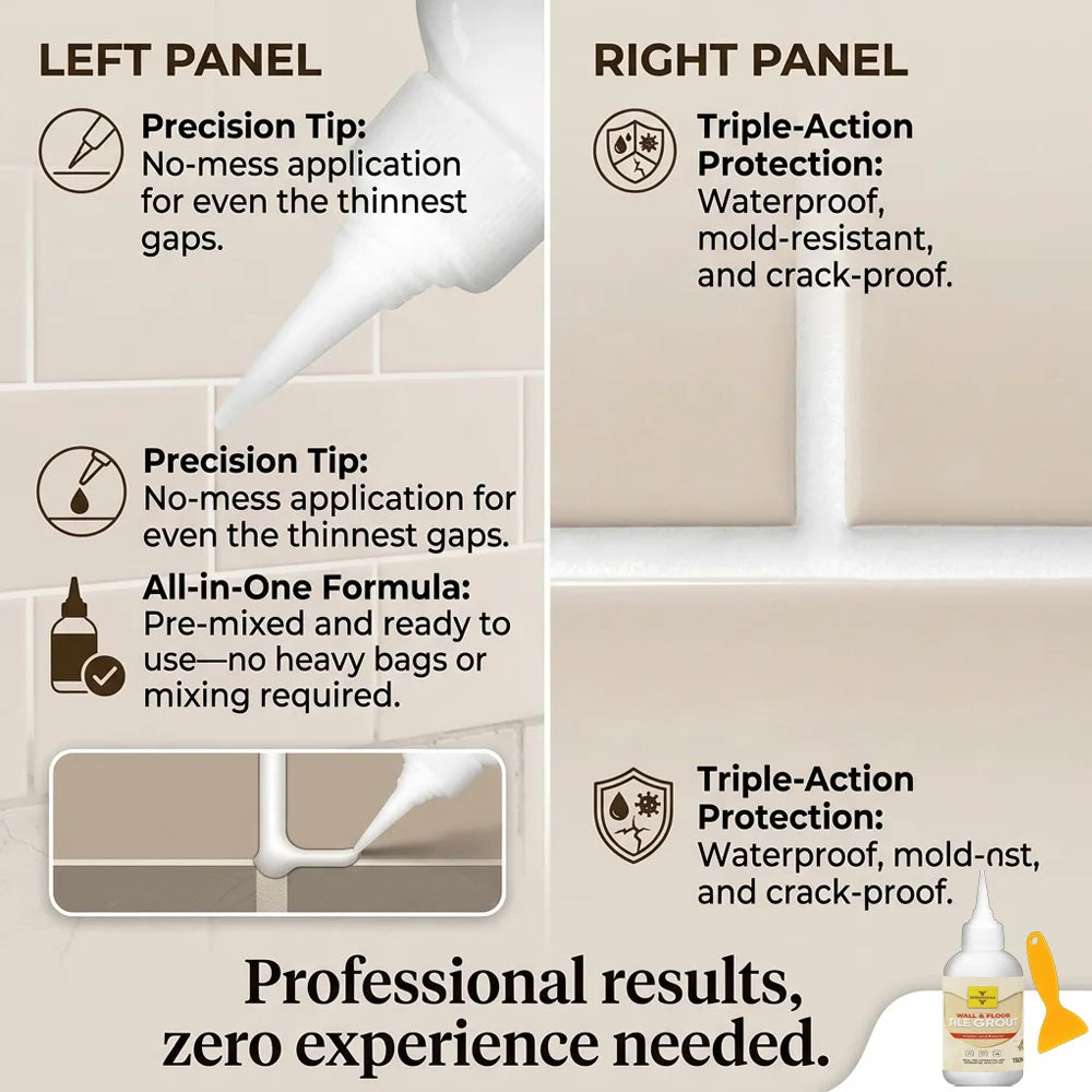 Waterproof Tile Grout Sealer Mold-Proof Quick Dry Repair Agent Floor Wall Gap Filler for Kitchen Bathroom Tile DIY Repair Kit Zpaxo
