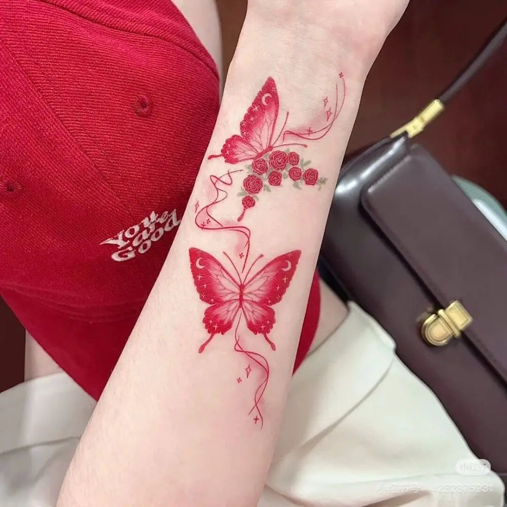 Trendy Flower Temporary Tattoos Glitter Waterproof Arm Tattoo Zpaxo