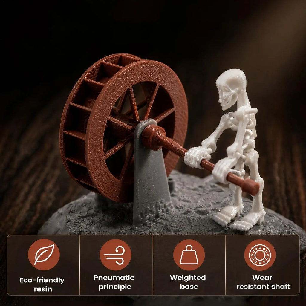Fish Tank Decor Skeleton Rotating Water Wheel Landscape Decoration
