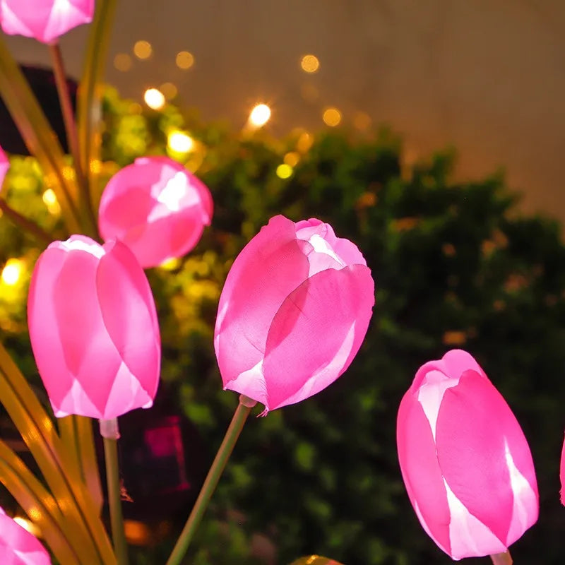 Solar Powered 3 Head Tulip Flower Simulation Light LED Garden Zpaxo