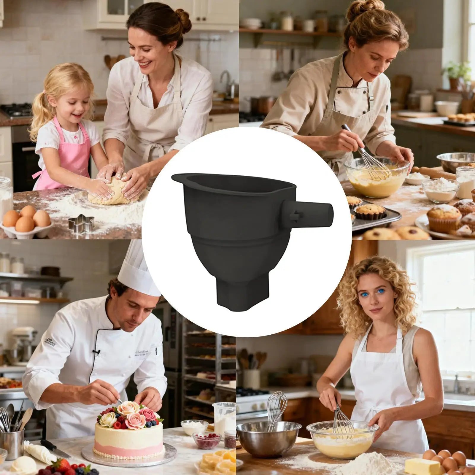 Stand Mixer Flour Funnel Silicone Anti-spill Dishwasher Safe Baking