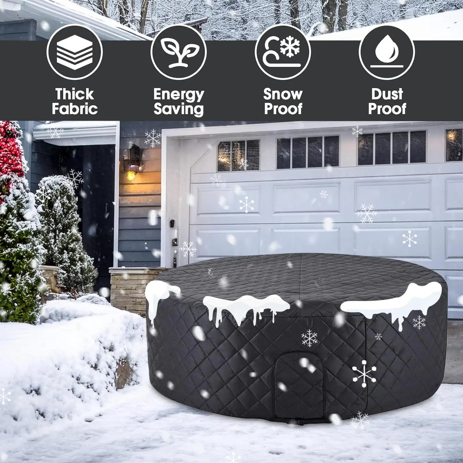 Tub Cover Insulated Inflatable Round Waterproof Winter Pool Protector