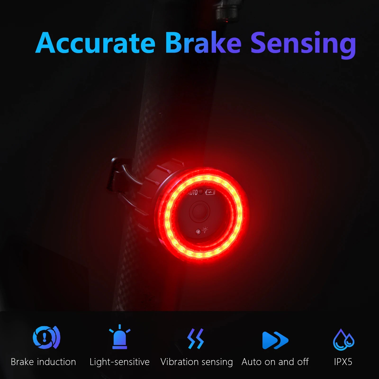 Bicycle Smart Auto Brake Sensing Light Waterproof LED Charging New Cycling Taillight Bike Rear Light Warn Bicycle Taillight Zpaxo