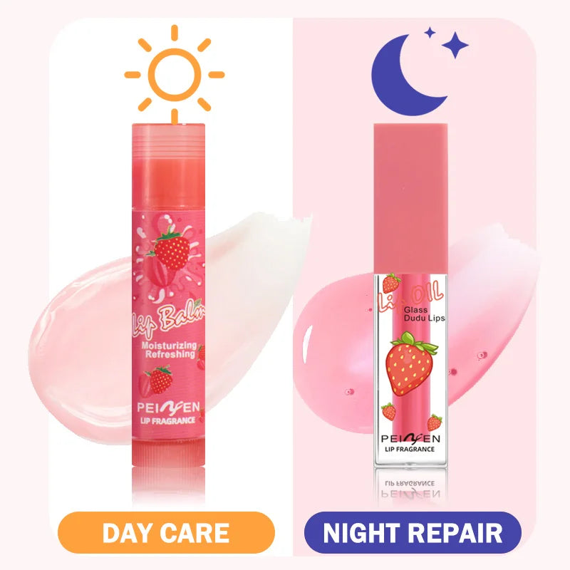 2-Pack Day and Night Set Light and Moisturizing Lip Balm Lip Gloss Moisturizing Hydrating Moisturizing Anti-Dry Crack Dry Skin Zpaxo