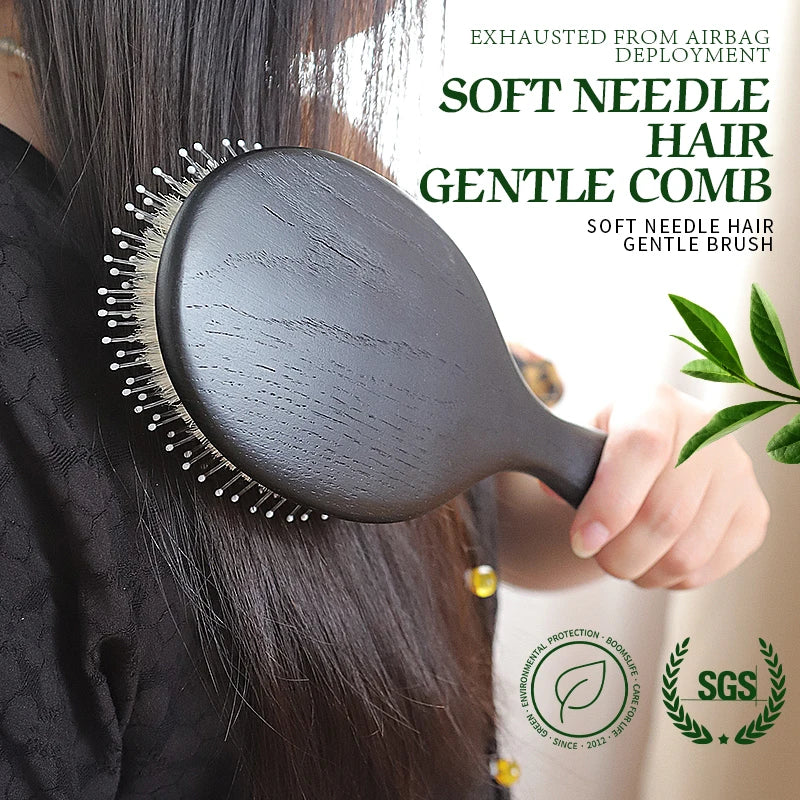 BOOMSLIFE Custom Boar Bristle Mix Nylon Hair Brush Oak Wood Comb for Hair Women Scalp Massage Detangling HairBrush Barber Tools Zpaxo