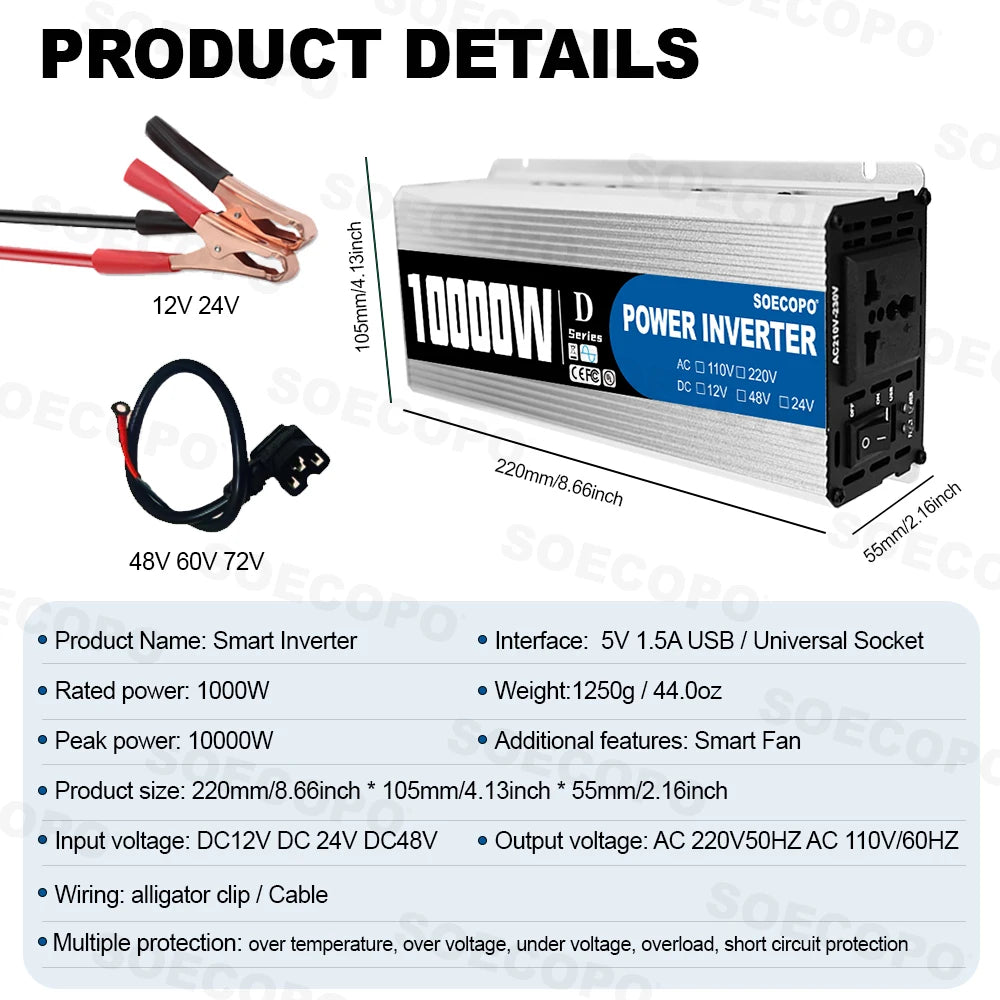 10000W/1100W Solar System DC12V to 220V Off-Grid Inverter System 100A Controller 500W Panel Inverter for Home RV Camping CE Zpaxo