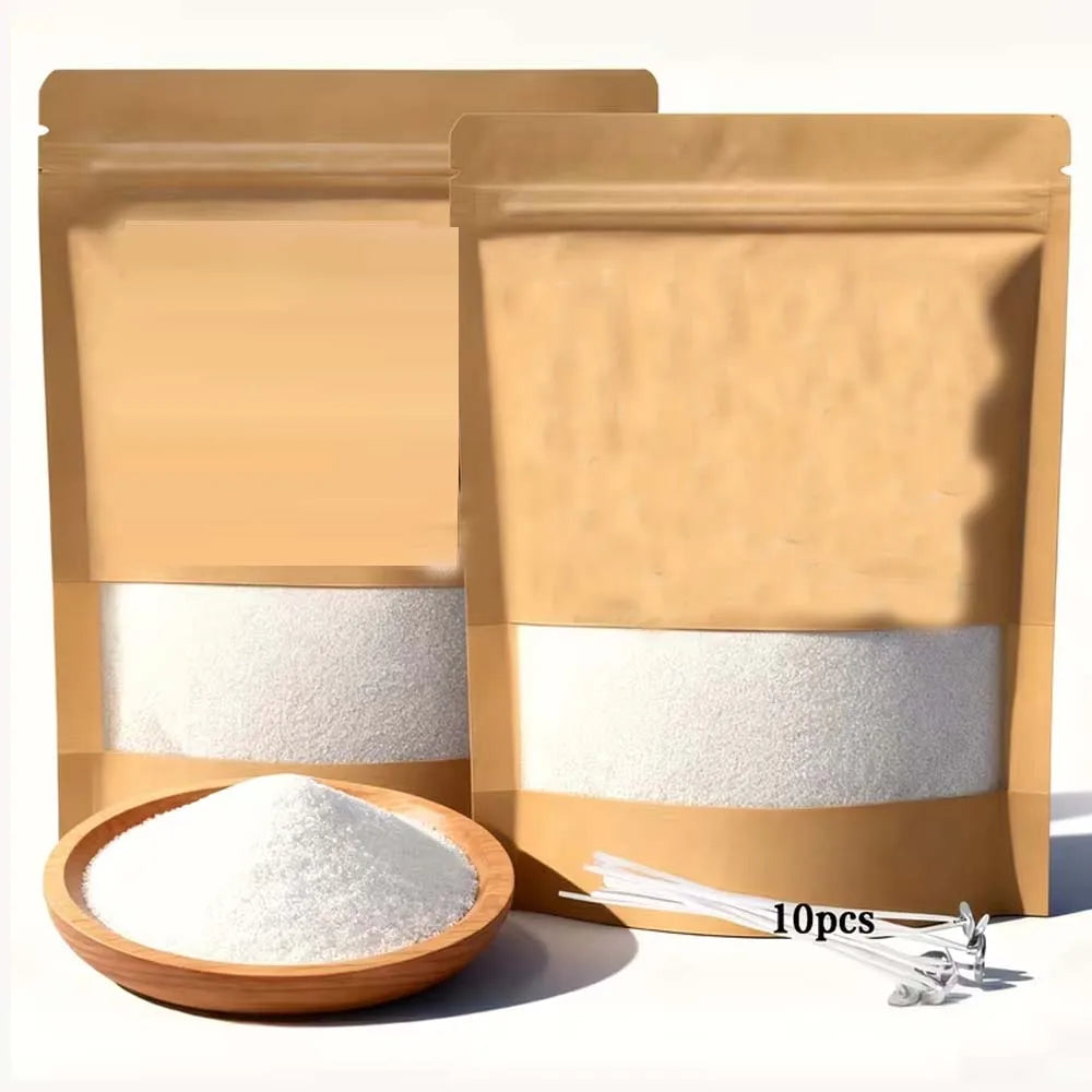 White Pearl Candle Sand Wax Set + 10 Wicks – DIY Candle Kit Candle Making Kit Zpaxo 200g 10pcsWick