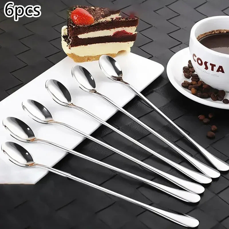 Stainless Steel Long-handled Ice Teaspoon Coffee Spoon Cream Stirring
