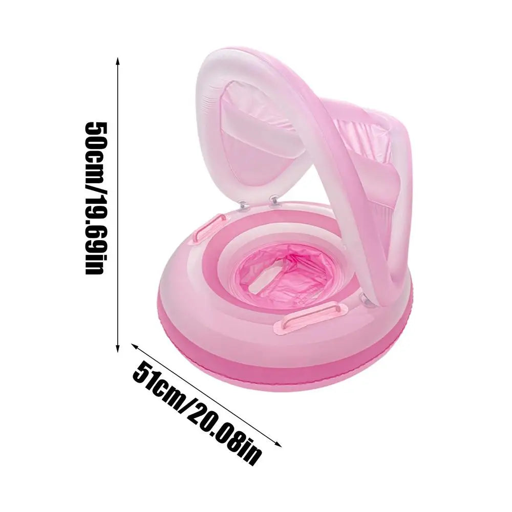 Kids Pool Float With Canopy Inflatable Portable Waterproof Ergonomic Cute Swim Ring With Sunshade For Kids Aged 6 Months To 4 Zpaxo P ink China Mainland