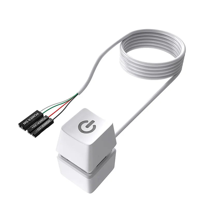 Computer Desktop Switch 1.8m Blue LED PC Motherboard External Start Power Switch On/Off Button Extension Cable For Home & Office Zpaxo White 1.8m