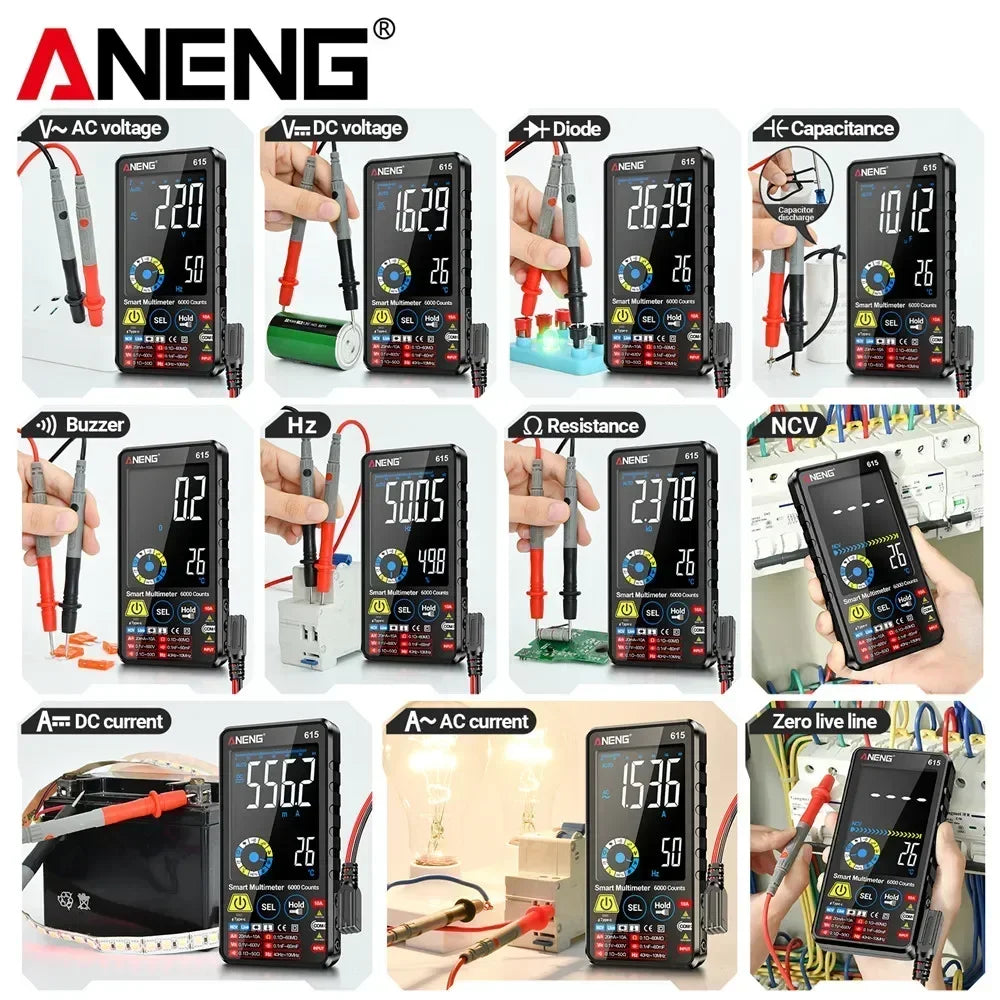 Rechargeable 6000 Counts Multitester ANENG 615 Test Tools Digital