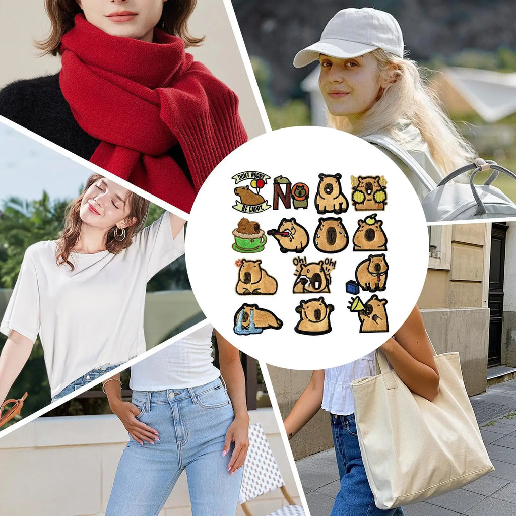 Animal Iron Patches Capybara Shape Backpacks Cute Embroidered