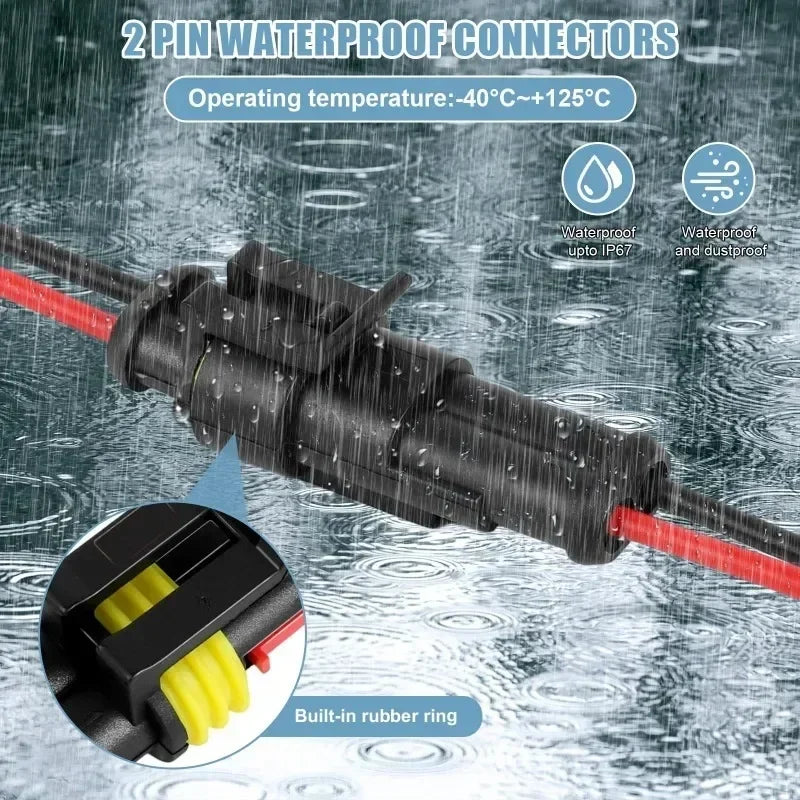 10pcs/5sets 2 Pin Way Connector Waterproof Connectors Male & Female Way 20 AWG Wire for Car Truck Boat Electrical Connector Zpaxo