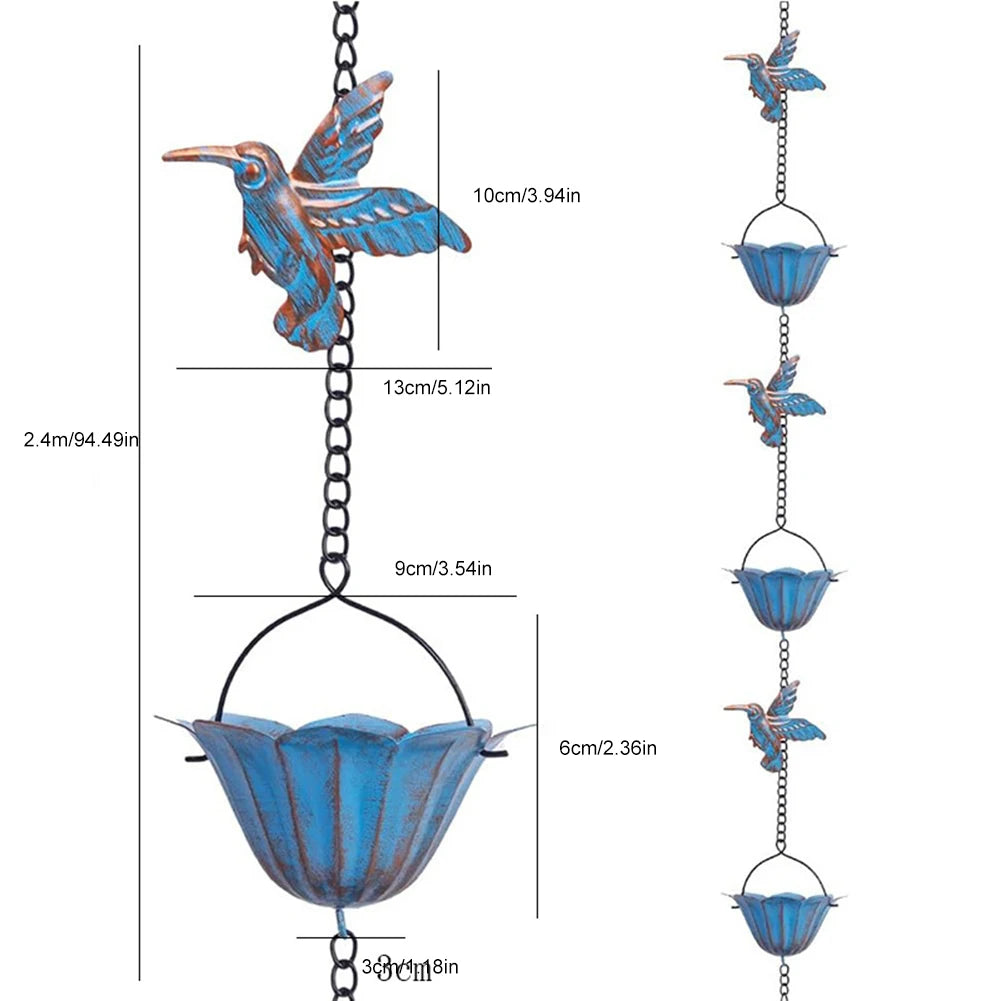 Lotus Bird Rain Chain Outdoor Decors Hanging Catcher Gardening