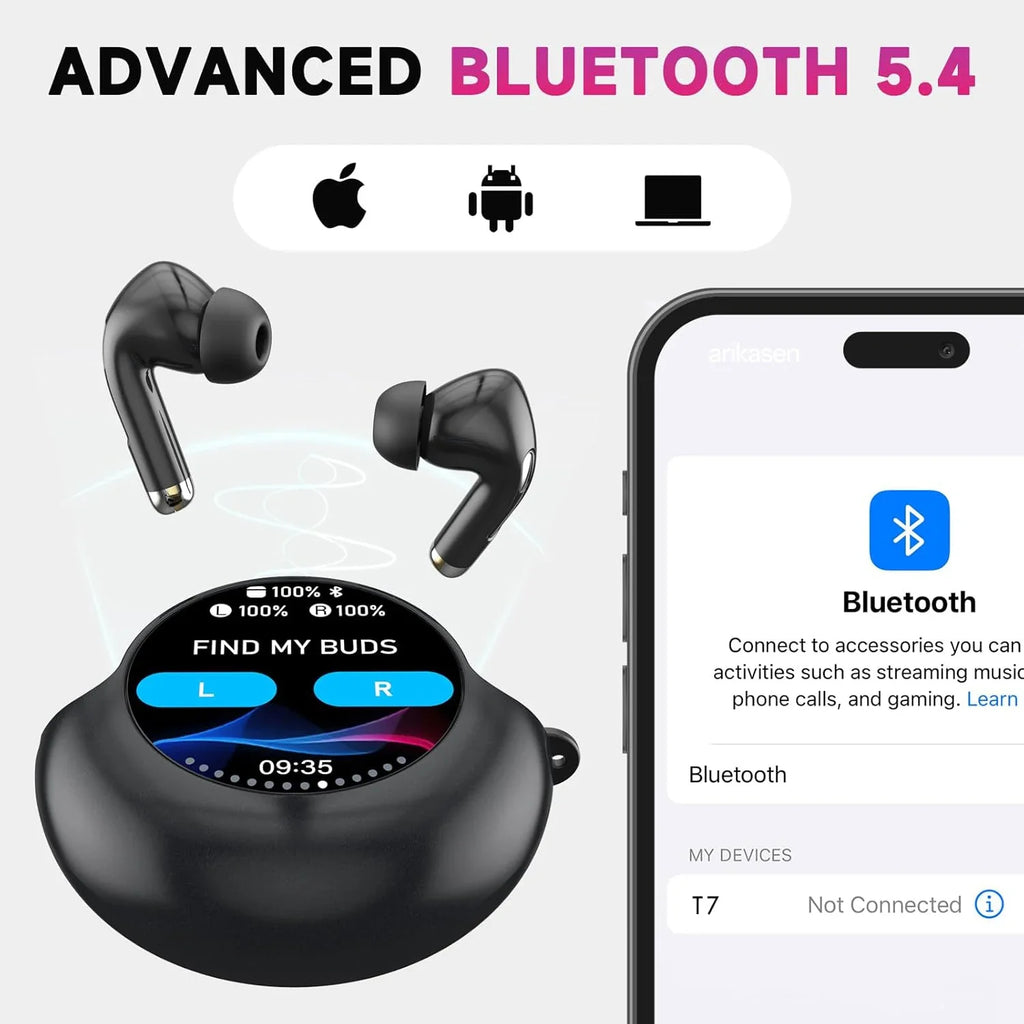 Wireless Earbuds ENC Noise Cancelling Ear Buds Smart Touchscreen Case
