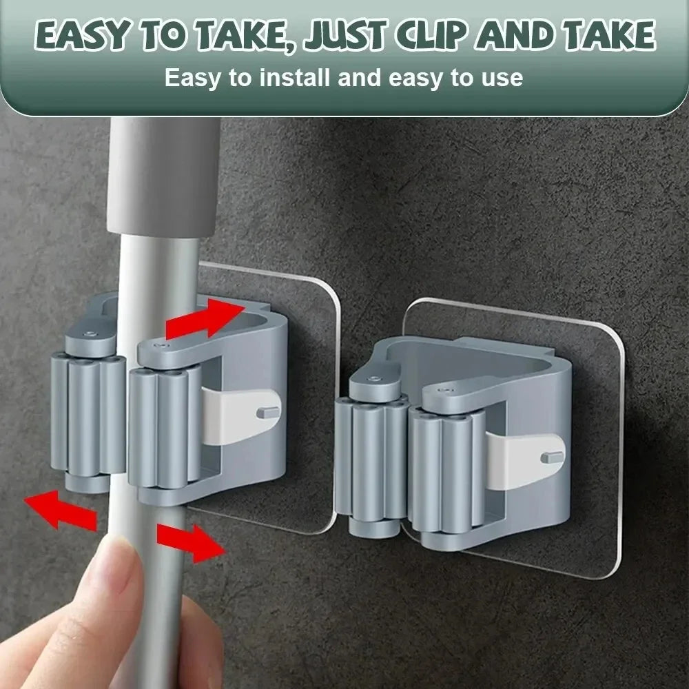Mop Storage Rack Bathroom Suction Hanging Hook Pipe Traceless Clip Zpaxo
