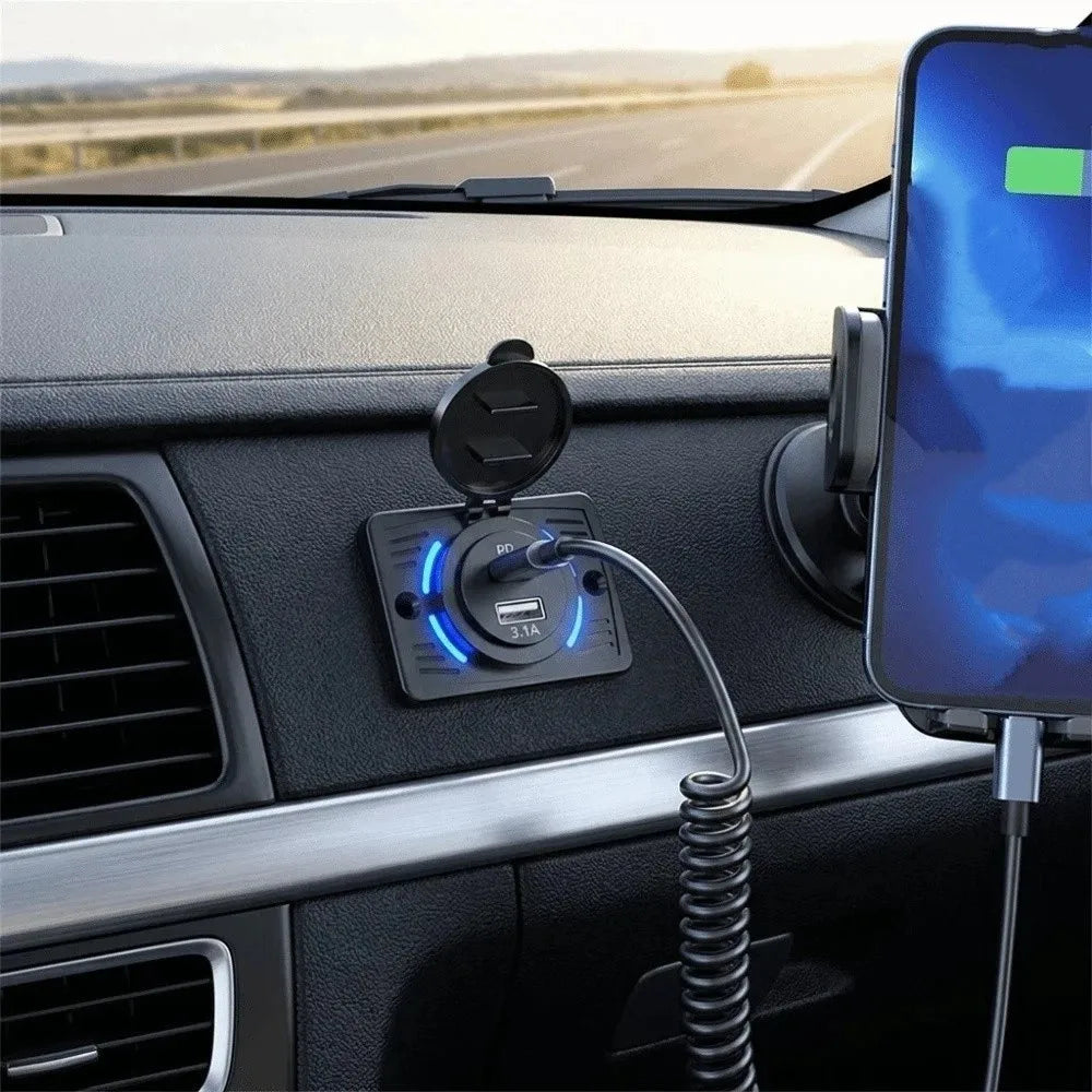 12V 24V Compatible Panel Mount USB Charger 2-4 Ports Shockproof Rubber Gaskets USB Charger Socket Compact Embedded Panel Zpaxo