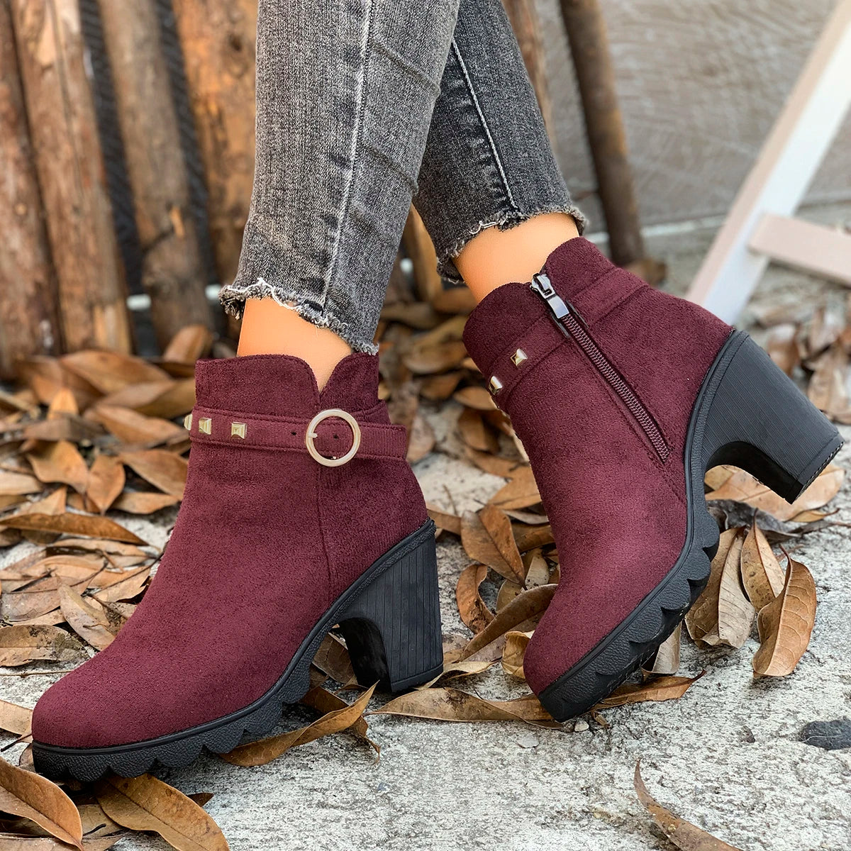 2025 New Women Boots Fashion Spring Winter Comfortable Boots Outdoor Ankle Boots Ladies High Quality High Heels Shoes for Women Zpaxo