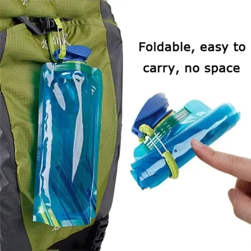 Collapsible Water Bottle Flexible Reusable Travel Kettle Carabiner