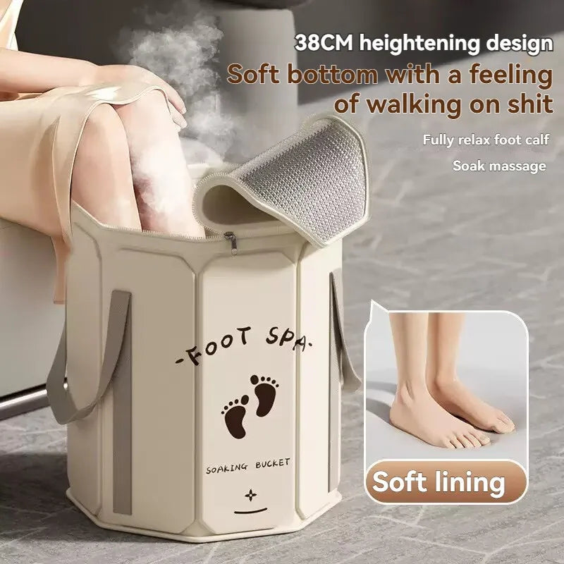 Household Portable Foot Bath Insulated Soaking Bucket Foldable Cover Zpaxo
