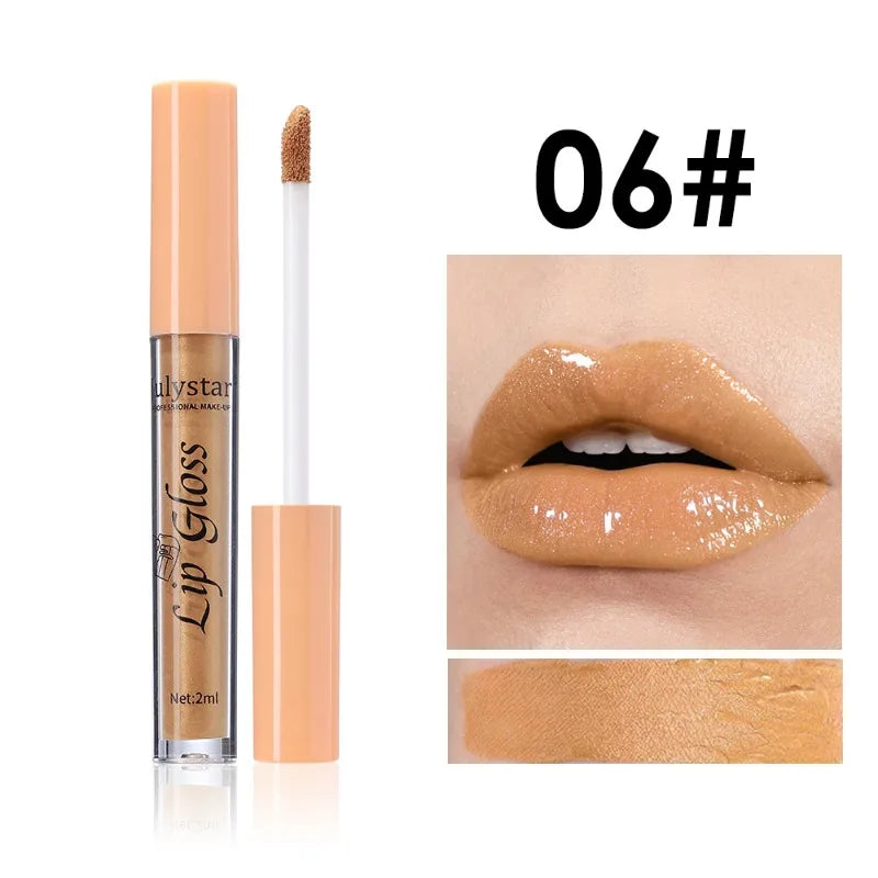 8 Color Glitter Lip Glaze Water Light Mirror Pearlescent Lip Gloss Moisturizing Shimmer Liquid Lipstick Long Lasting Lip Makeup Zpaxo 06